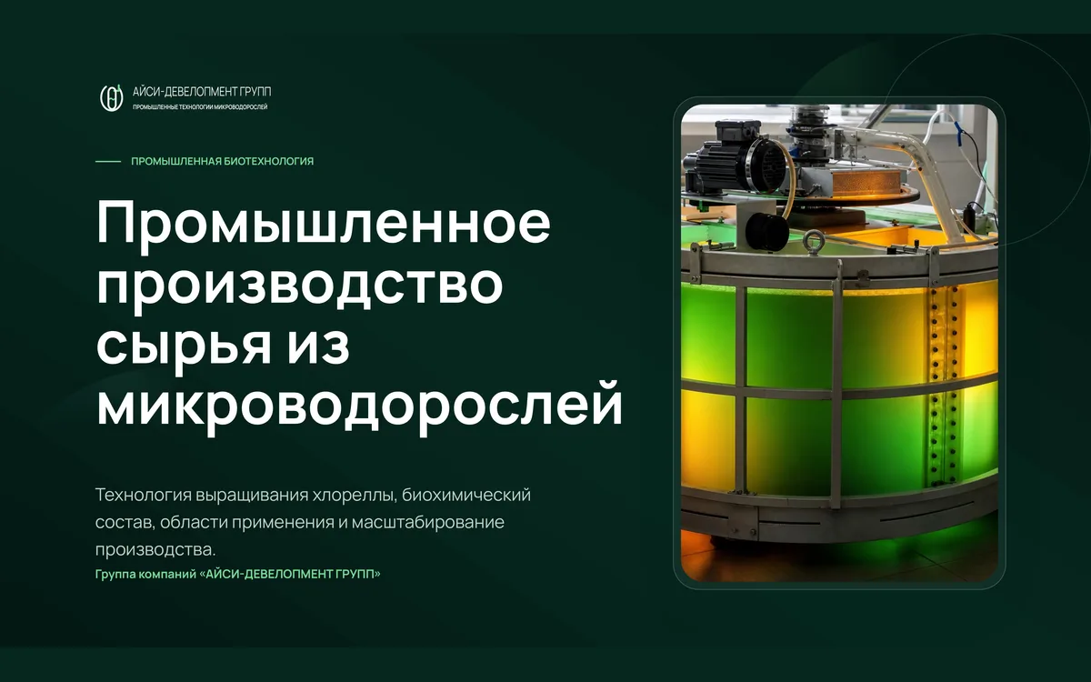 Превью презентации о промышленном производстве сырья из микроводорослей